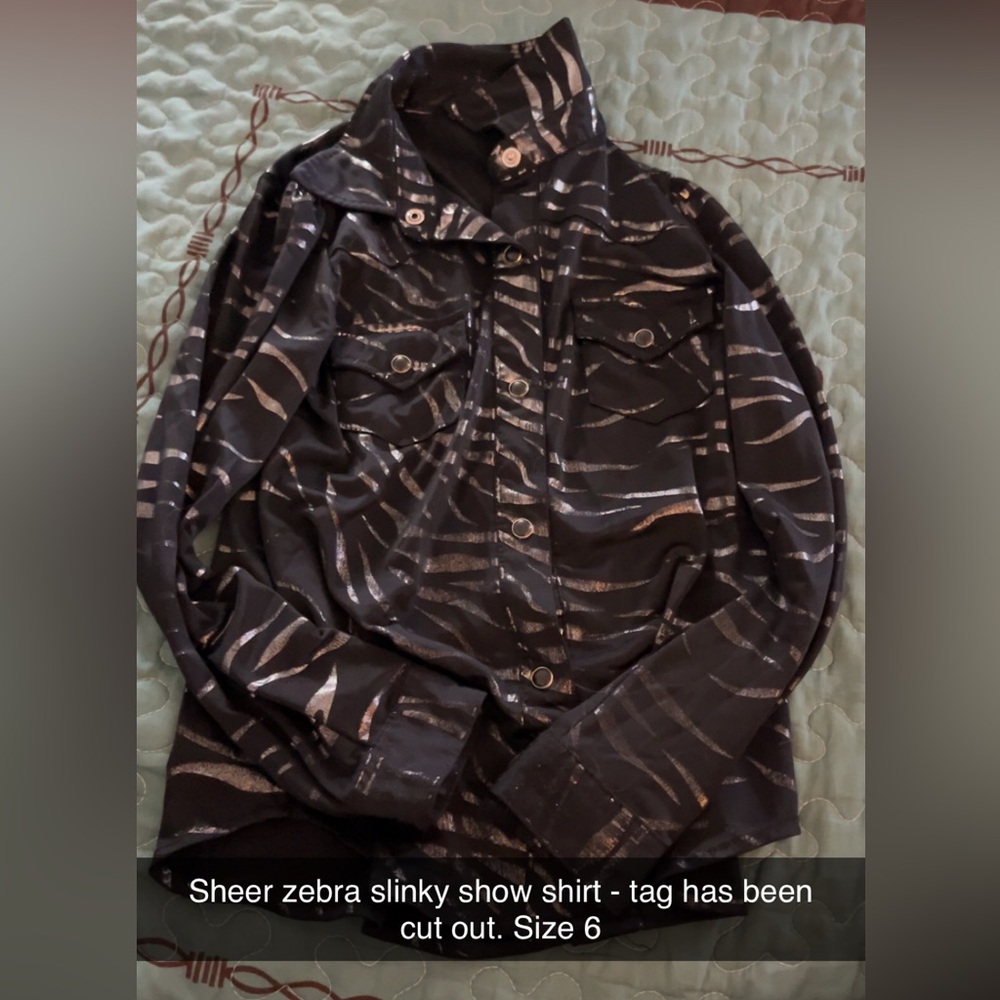 Youth slinky rodeo show shirt zebra print